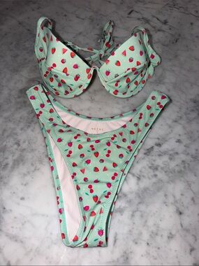 Neena Mint Strawberry Print Bikini Set